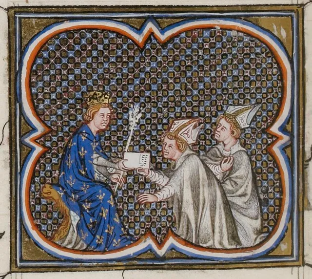 Philipp II. August empfängt die Gesandten des Papstes, die ihn zum Kreuzzug rufen