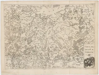 Herzogtum Lothringen (CARTA DEL DUCATO DI LORENA) - Kupferstich - italienisch - 38,2 x 51 …