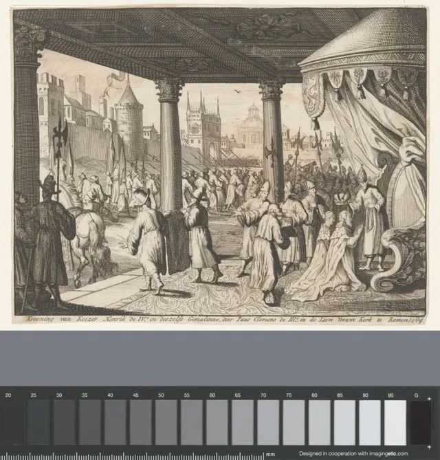 Krooning van Keizer Henrik de IVe. en deszelfs Gemalinne, door Paus Clemens de IIIe, in de Lieve Vrouwe Kerk te Romen