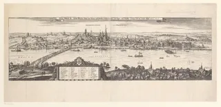 Gezicht op Mainz en de Rijn