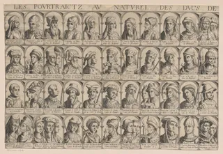 Portretten van 44 hertogen van Brabant en graven van Vlaanderen van Taxandre tot en met Maximiliaan I van Habsburg, keizer van het Heilige Roomse Rijk