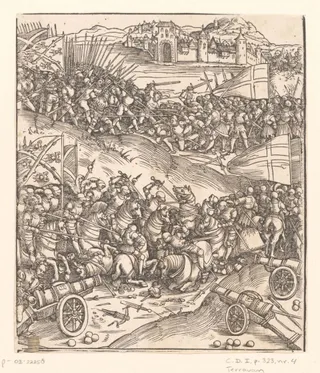 Historische voorstellingen op de triomfboog van keizer Maximiliaan I, keizer van het Heilige Roomse Rijk