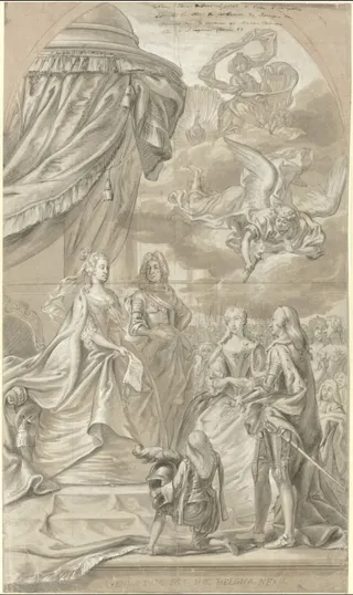 Allegorie op het huwelijk van aartshertogin Maria Anna van Oostenrijk en Karel Alexander van Lotharingen, 1744