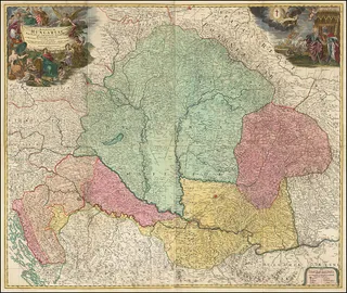 Ca. 1720 map of the Kingdom of Hungary by Johann Baptist Homann