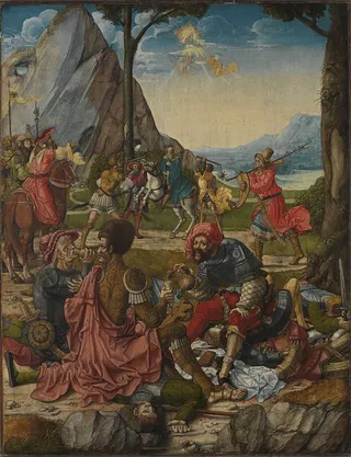 Martyrium der thebaischen Legion (Vorderseite: Hll. Anno und Gregor der Mohr)