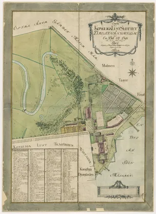 Map of the royal palace Drottningholm with part of its possessions located on the northern side