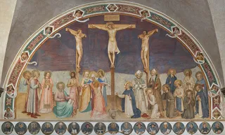 Kreuzigung mit Heiligen