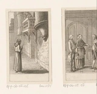 Hendrik IV in boetekleed onder het balkon van paus Gregorius VII