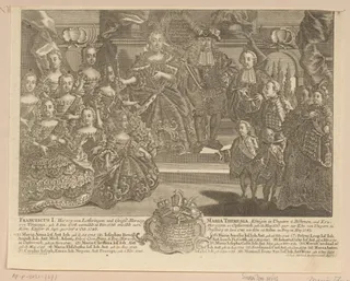 Groepsportret van Maria Theresia van Oostenrijk, Frans I Stefan en dertien van hun kinderen