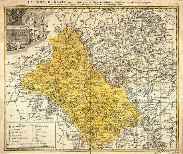 Karte der Grafschaft Glatz (Comitatus Glaciensis, Homännische Erben 1747), Ausschnitt