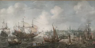 The arrival of Frederik V of the Palts and his consort Elisabeth Stuart on 29 April 1613 in Vlissingen