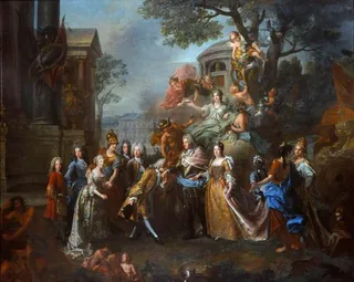 Allegorie auf die Wiedervereinigung Kurfürst Max Emanuels mit seiner Familie