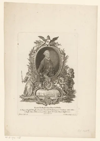 Portret van Erich Christoph von Plotho, met gezicht op Regensburg