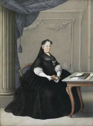 Empress Maria Theresa as a widow with a miniature of Francis I.