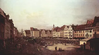 Ansicht von Dresden, der Altmarkt von der Seegasse aus