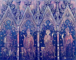 Painted Screen: Saint Edmund, Thomas Beckett; Saint Edward the Confessor and a  Mitred Bishop