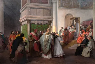 Priest Orlando of Parma sent by Arrigo IV of Germany and defended by Gregory VII against the just indignation of the Roman synod