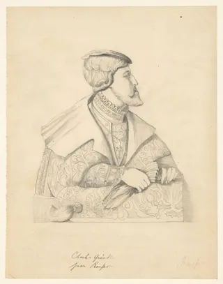 Portret van keizer Karel V naar een sculptuur in albast