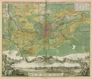 Prospect und Grundris der des Heil. Röm. Reichs Stadt Nürnberg samt ihren Linien und Gegend …