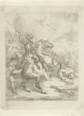 Keizer Hendrik II de Heilige te paard in een veldslag