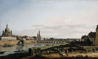 Dresden vom rechten Elbufer mit der Augustusbrücke