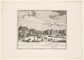 Gezicht op de paardenmarkt of hoofdmarkt, te Frankfurt am Main