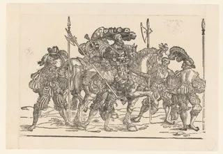 Keizer Karel V te paard met zijn heraut en enkele soldaten