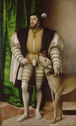 Porträt Karls V. mit Hund