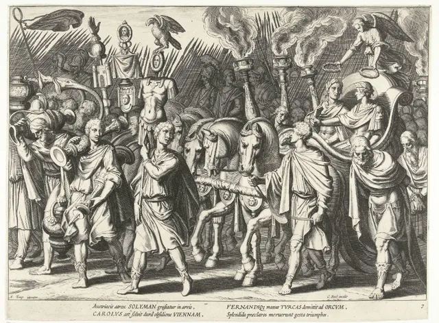 Zegetocht van keizer Karel V en zijn broer Ferdinand I na de bevrijding van Wenen