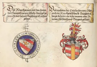 Wappen der Grafen von Berg-Burgau und der Markgrafschaft Burgau (Ehrenspiegel des Hauses Österreich)