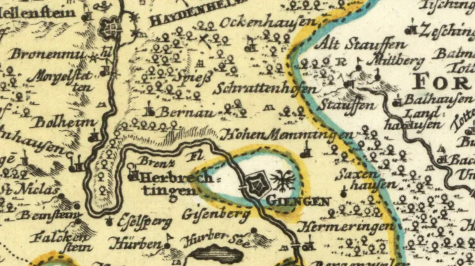 Reichsstadt Giengen Territorium - Mejer-Homann 1710