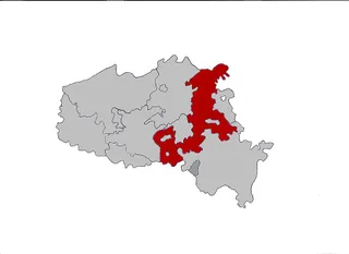 En rouge: la principauté de Liège …