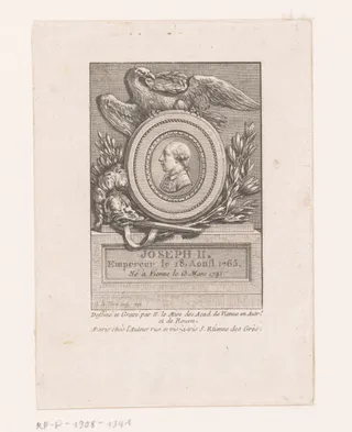 Portret van keizer Jozef II in een medaillon met adelaar