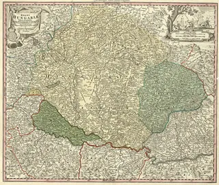 18th century map of Hungary by Johann Baptist Homann