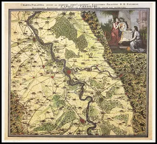 Mannheim und Umgebung Charta Palatina von C Mayer um 1775