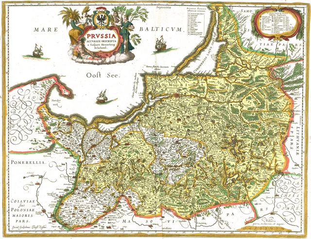 Karte von Preußen (Blaeu 1645 nach Caspar Hennebergers Holzschnitten von 1576)