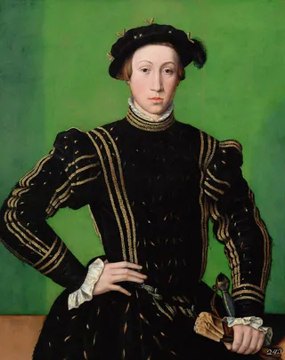Kaiser Maximilian II. (1527-1576), Bildnis in halber Figur als etwa Siebzehnjähriger