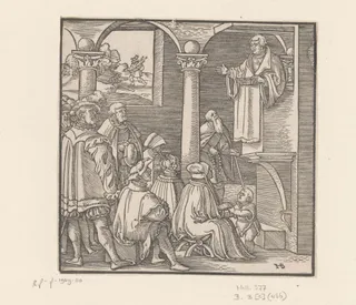 Martin Luther predikend in een kerk