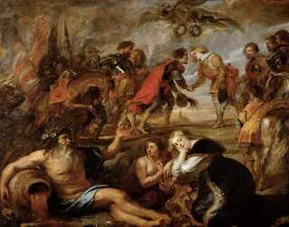 Begegnung König Ferdinands von Ungarn mit dem Kardinalinfanten Ferdinand vor der Schlacht bei Nördlingen