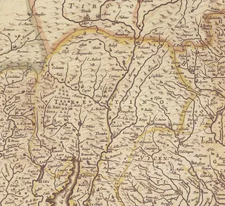 Karte von Trentino im 17. Jahrhundert