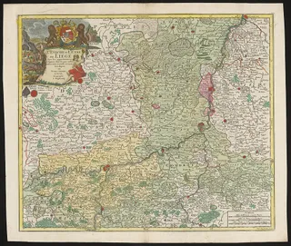 ingekleurde kaart van het Prinsbisdom Luik, s.d