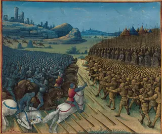 Die Schlacht bei Nikopolis (Buchmalerei von Jean Colombe)