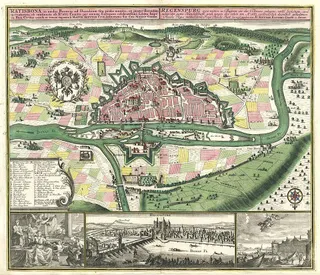 Vogelschaukarte - Regensburg - Seuter - um 1741
