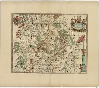 Rheinpfalz (PALATINATVS AD RHENVM) - Kupferstich in altem Kolorit - lateinisch - ca …