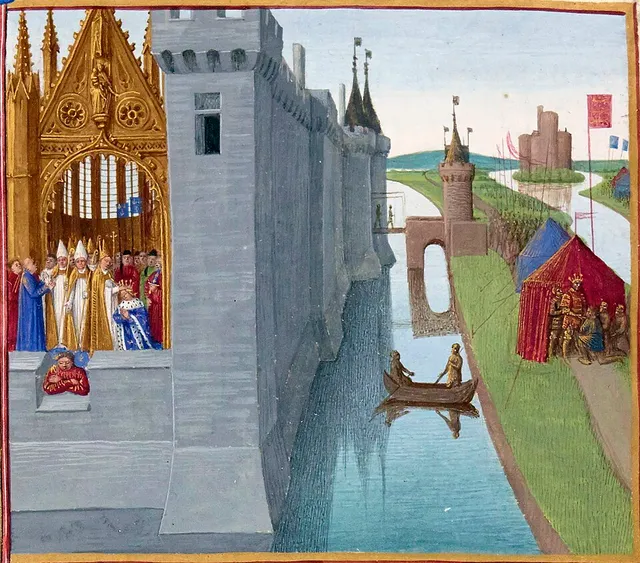 Krönung Ludwigs VI. des Dicken; Heinrich I. Beauclerc und die französischen Gesandten (Jean Fouquet)