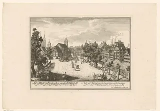 Gezicht op het eiland en de manege in Neurenberg