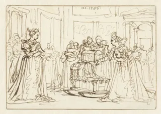 Koningin van Bohemen krijgt geschenken van vrouwen