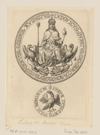 Munt met het portret van keizer Lodewijk de Beier