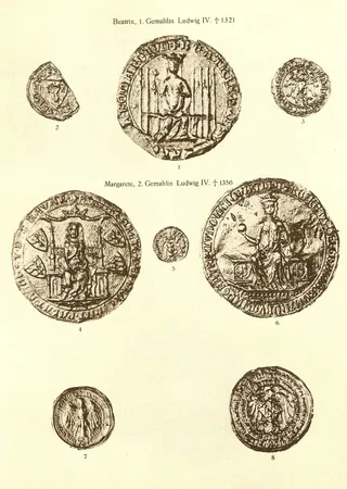 Siegel Beatrix, 1. Gemahlin Ludwig IV, Margarete, zweite Gemahlin Ludwig IV (Posse, Tafel 52)