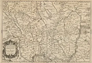 Karte des Bistums Paderborn 1672 (Norden ist rechts)